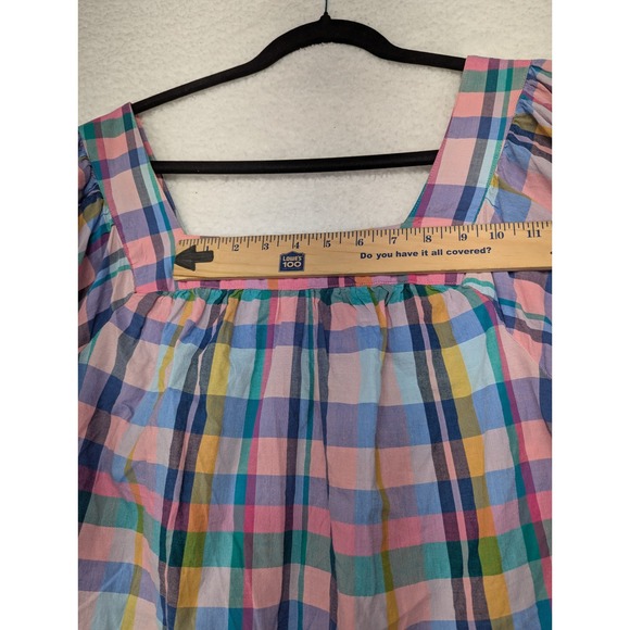 Terra & Sky Women's Plaid Ruffle Sleeve Square Neck Blouse Multicolor 0X 14W - Picture 5 of 10